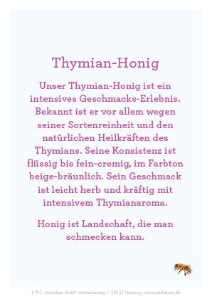 Thymian-Honig: Würzig und intensiv, mit einer leichten Kräuternote
