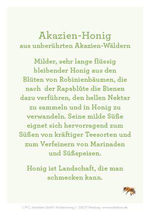 Akazien-Honig: Mild und flüssig, mit einem zarten, blumigen Geschmack