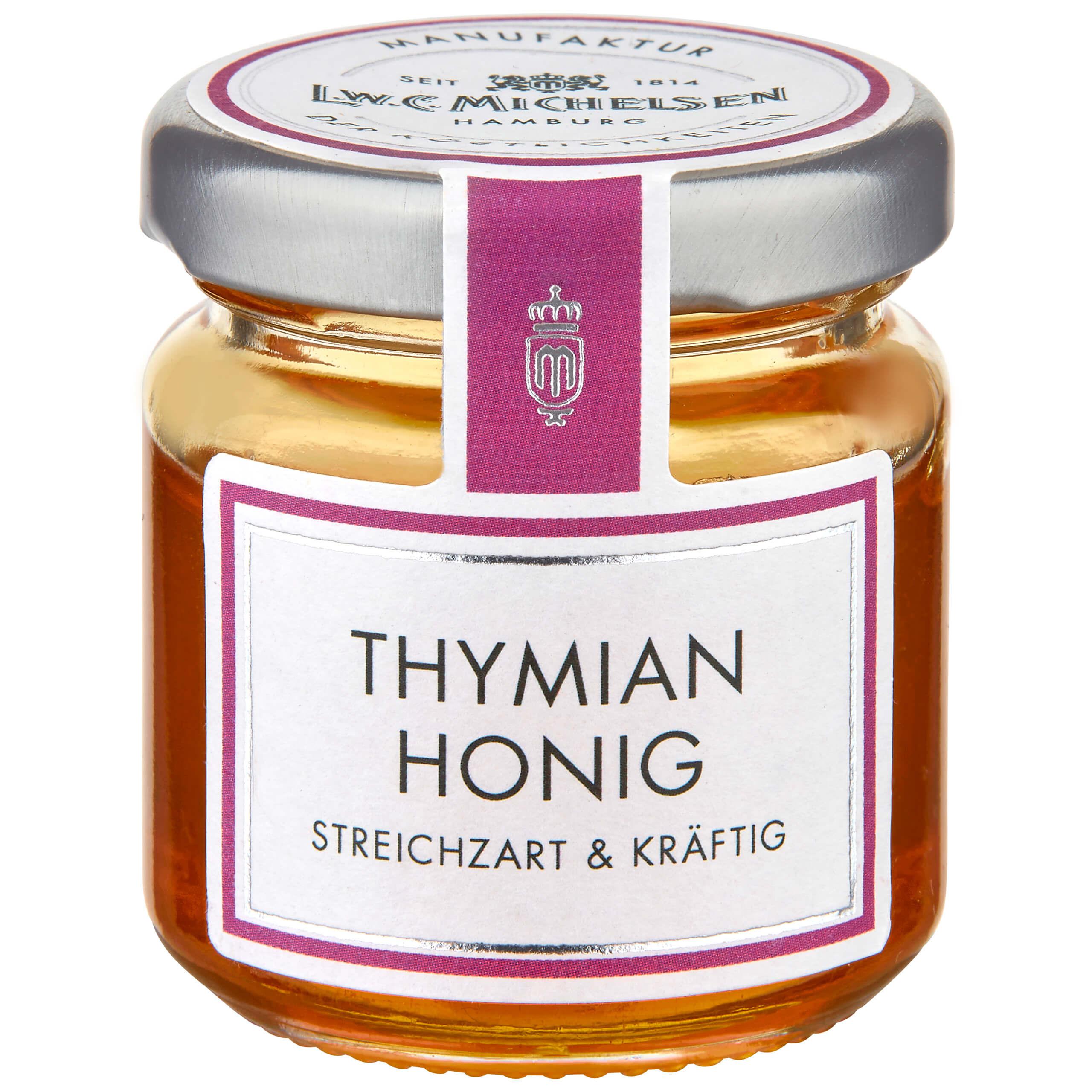 Thymian-Honig -Mini-: Mit seiner dunklen Farbe und streichzarten Konsistenz ist er perfekt für Brot oder Croissants. Der...