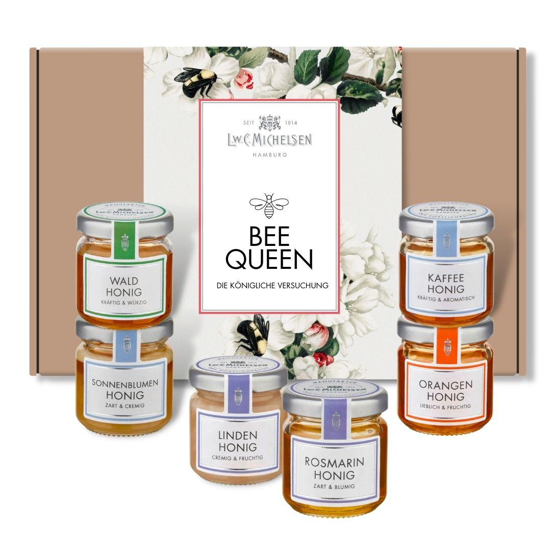 6er Box Bee Queen - Geschenkschachtel: Majestätische Honigvielfalt für den königlichen Genuss