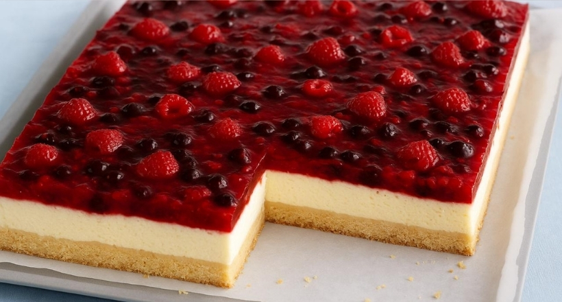 Rote Grütze-Käsekuchen vom Blech