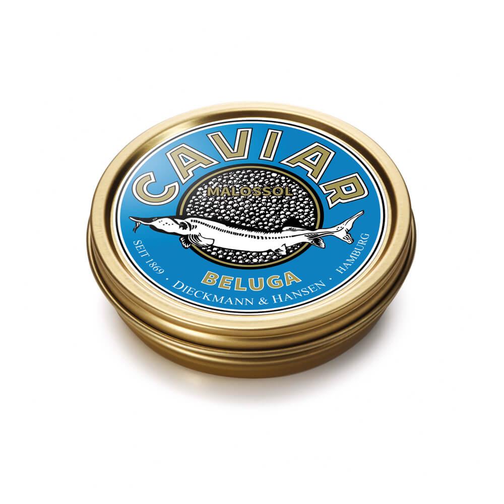 Beluga Caviar, frisch, 250 g: Unser Beluga-Kaviar, auch bekannt als der "König des Kaviars", verführt mit seinen zarten,...
