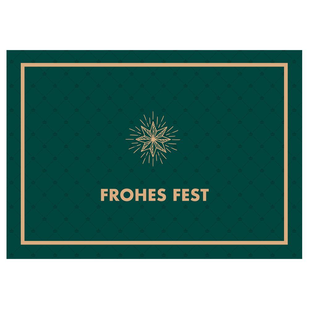 Edle Weihnachtskarte mit Goldfolienprägung – 'Frohes Fest' im klassischen Design