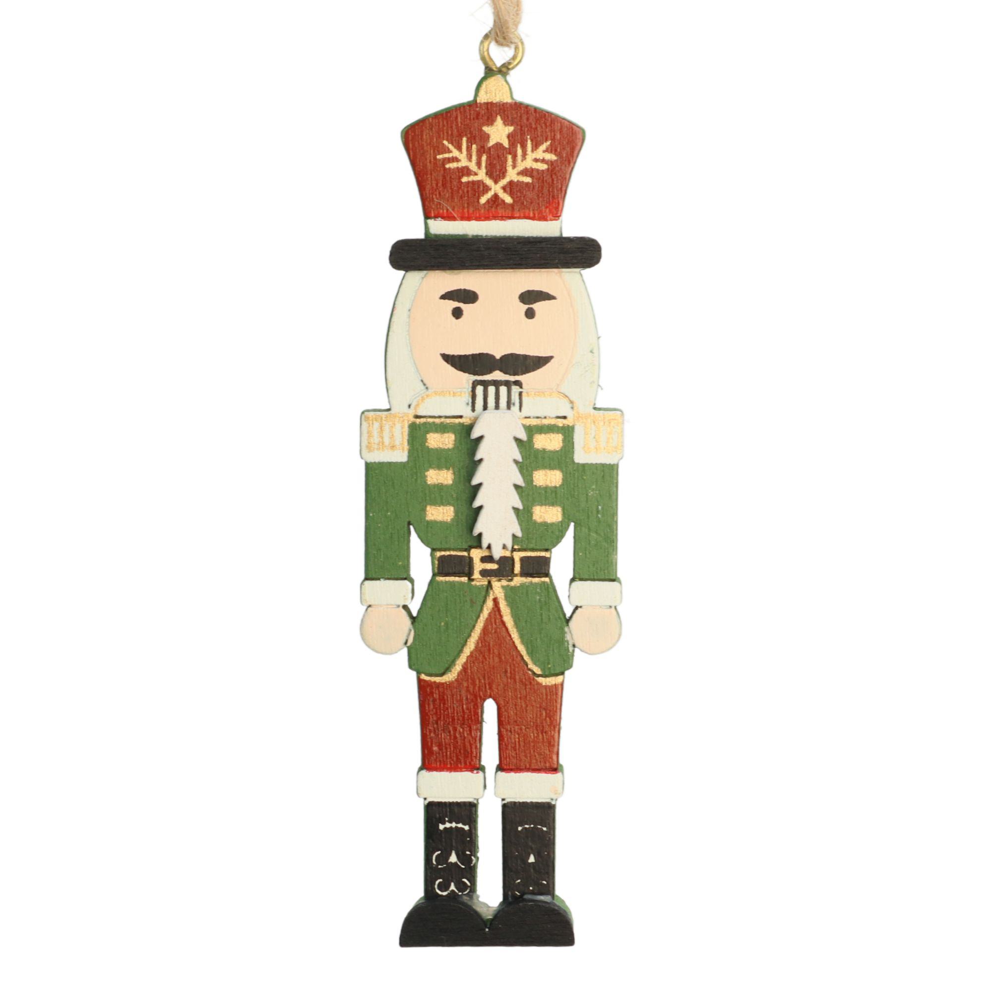 Holz-Nussknacker Dekofigur in Grün – Klassische Weihnachtsdekoration 10 cm