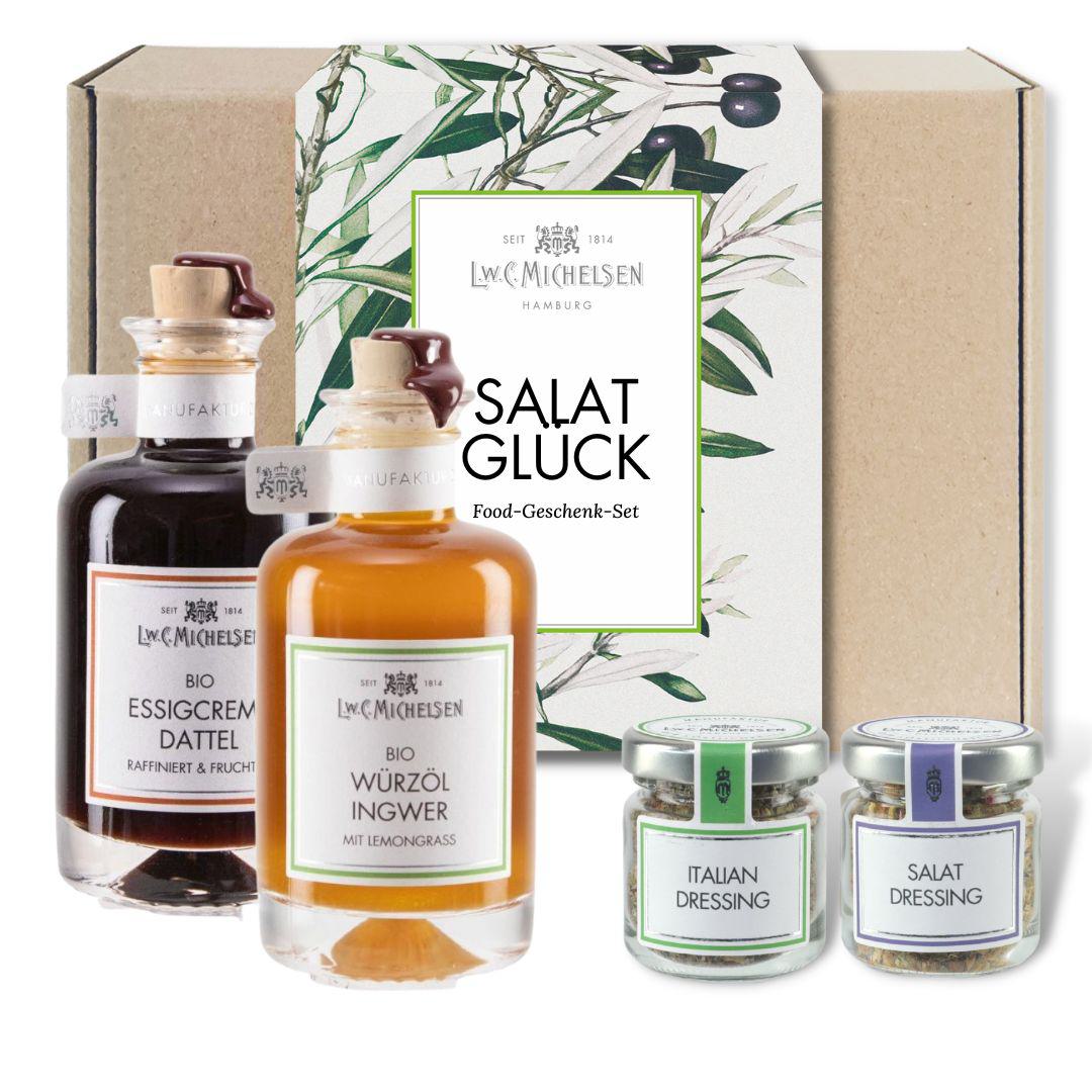 Food-Geschenk-Set Salatglück - Geschenkschachtel: Feinste Dressings und Öle für Salatliebhaber