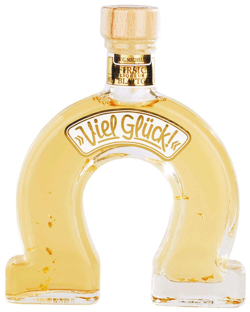Viel Glück Hufeisen: Entdecken Sie den Zauber unseres fruchtigen Pfirsichlikörs mit 22-karätigem Blattgold – ein wahrhaft...