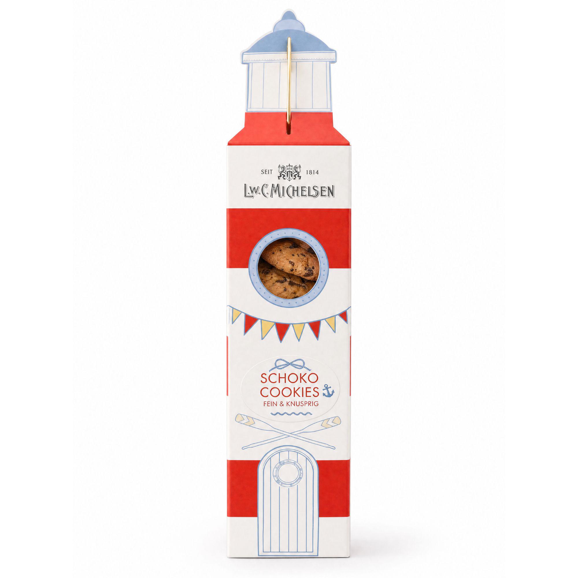 L.W.C. Michelsen Schoko Cookies in Leuchtturm-Verpackung