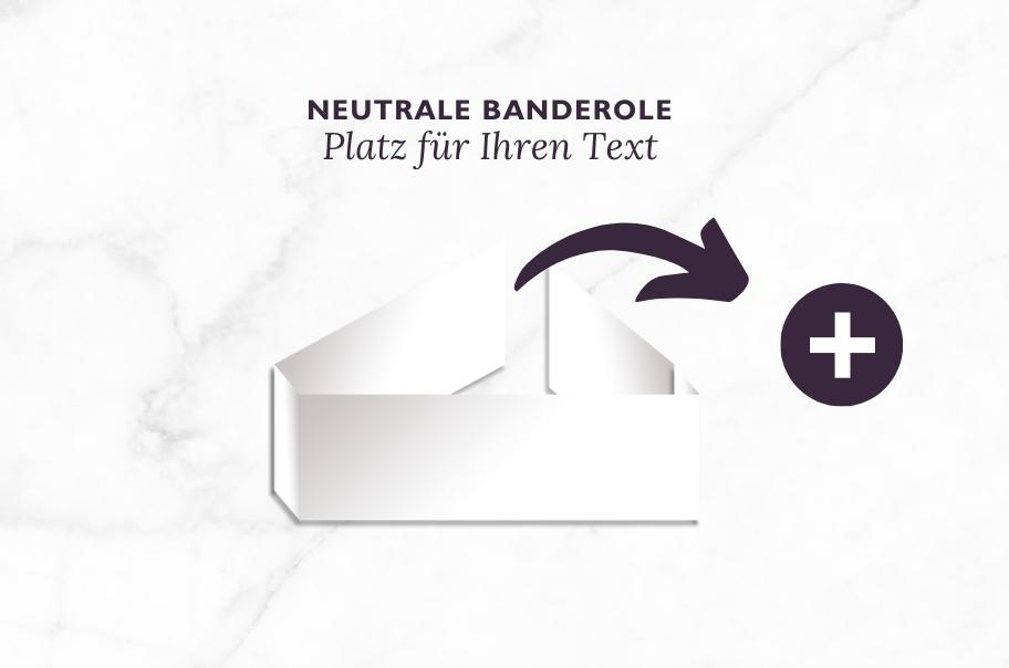 Illustration einer neutralen Banderole mit einem Hinweis auf die individuelle Textplatzierung