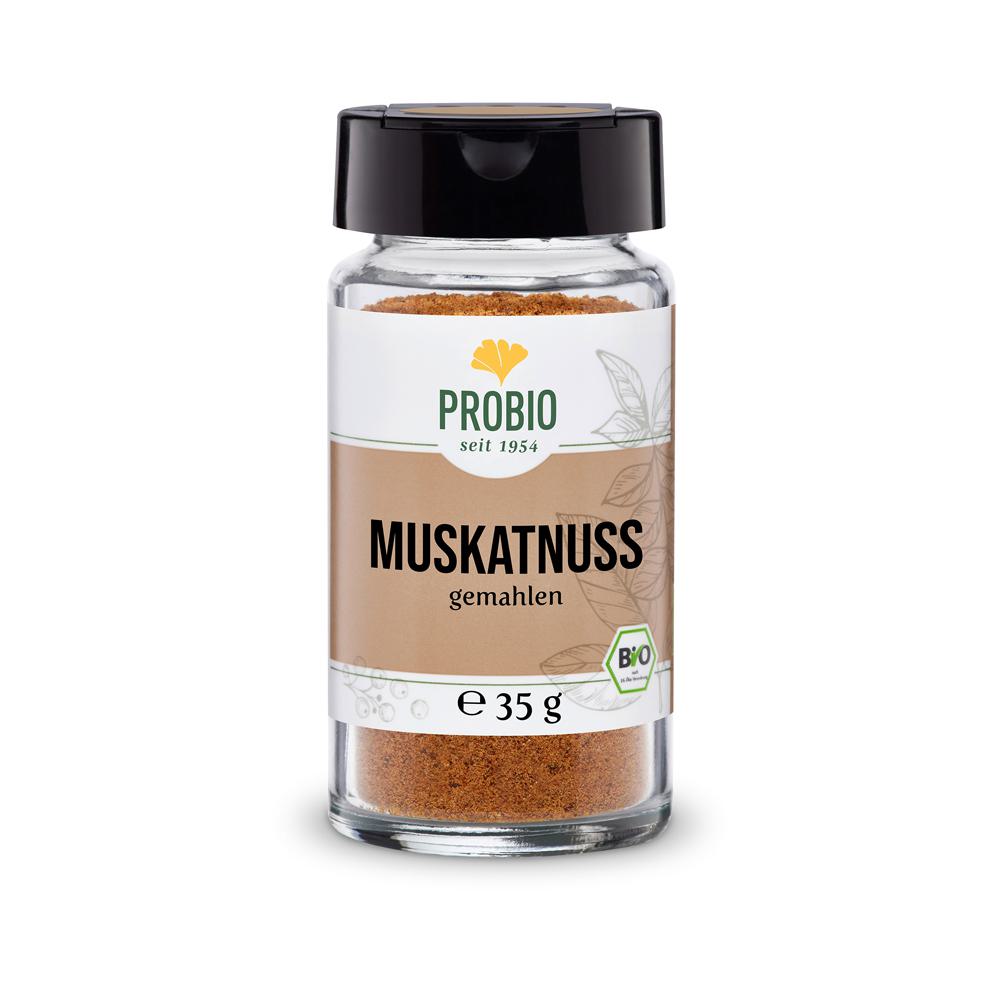 Probio: Muskatnuss gemahlen 35g Glas (BIO): Unsere PROBIO Muskatnuss, gemahlen und im praktischen 35g Glas, ist ein wahres...