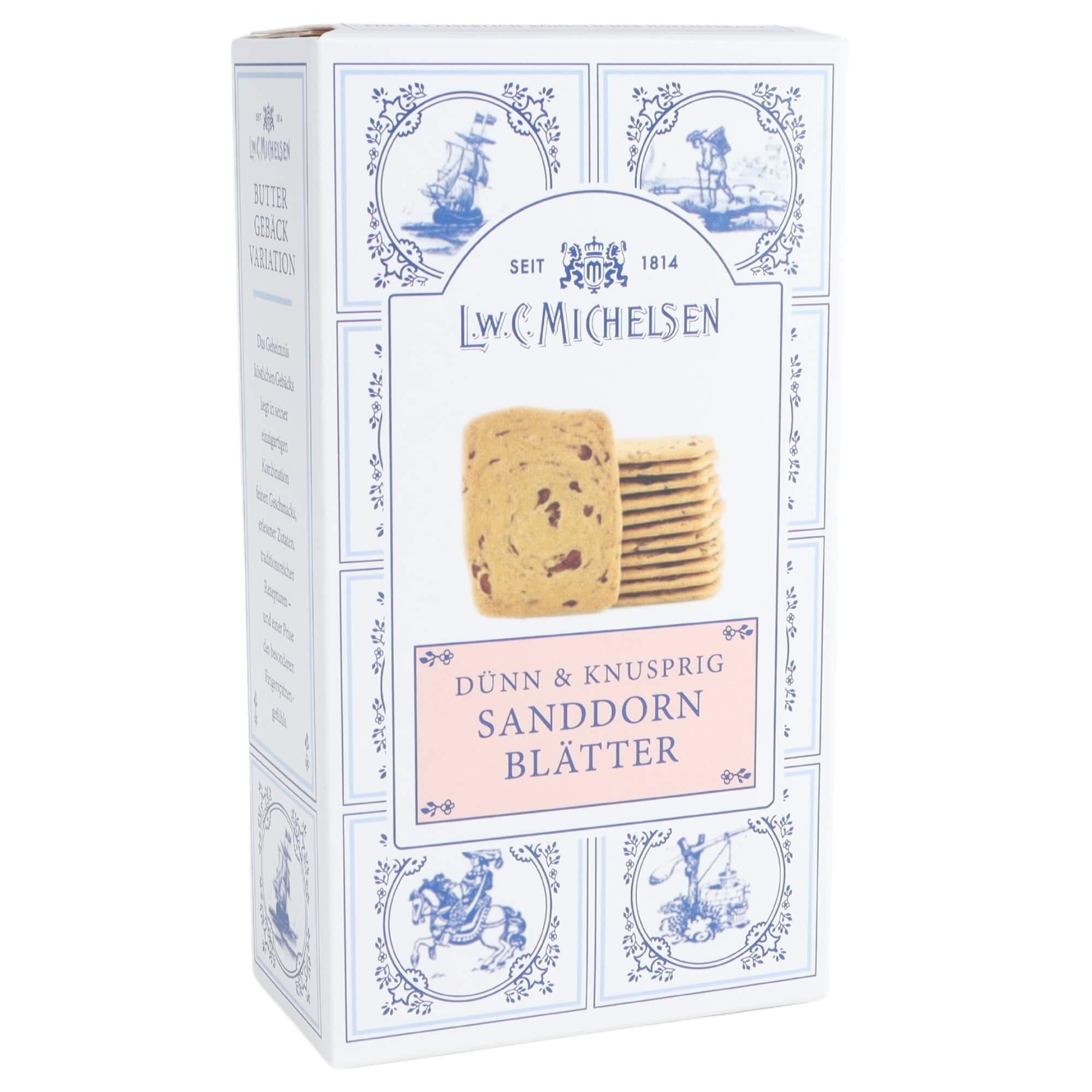 Sanddorn-Butter-Blätter: Unsere Sanddorn-Butter-Blätter sind ein wahres Meisterwerk der Feinkostkunst aus Hamburg. Seit 1814...