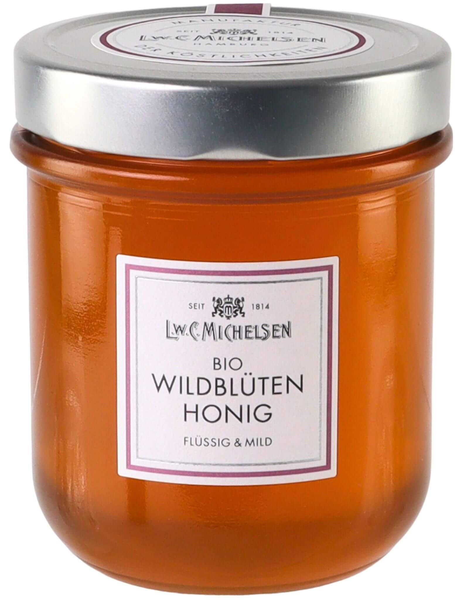 BIO Wildblüten-Honig-flüssig- DE-ÖKO-039: Unser flüssiger BIO-Wildblüten-Honig im praktischen "Löffel"-Glas begeistert durch...