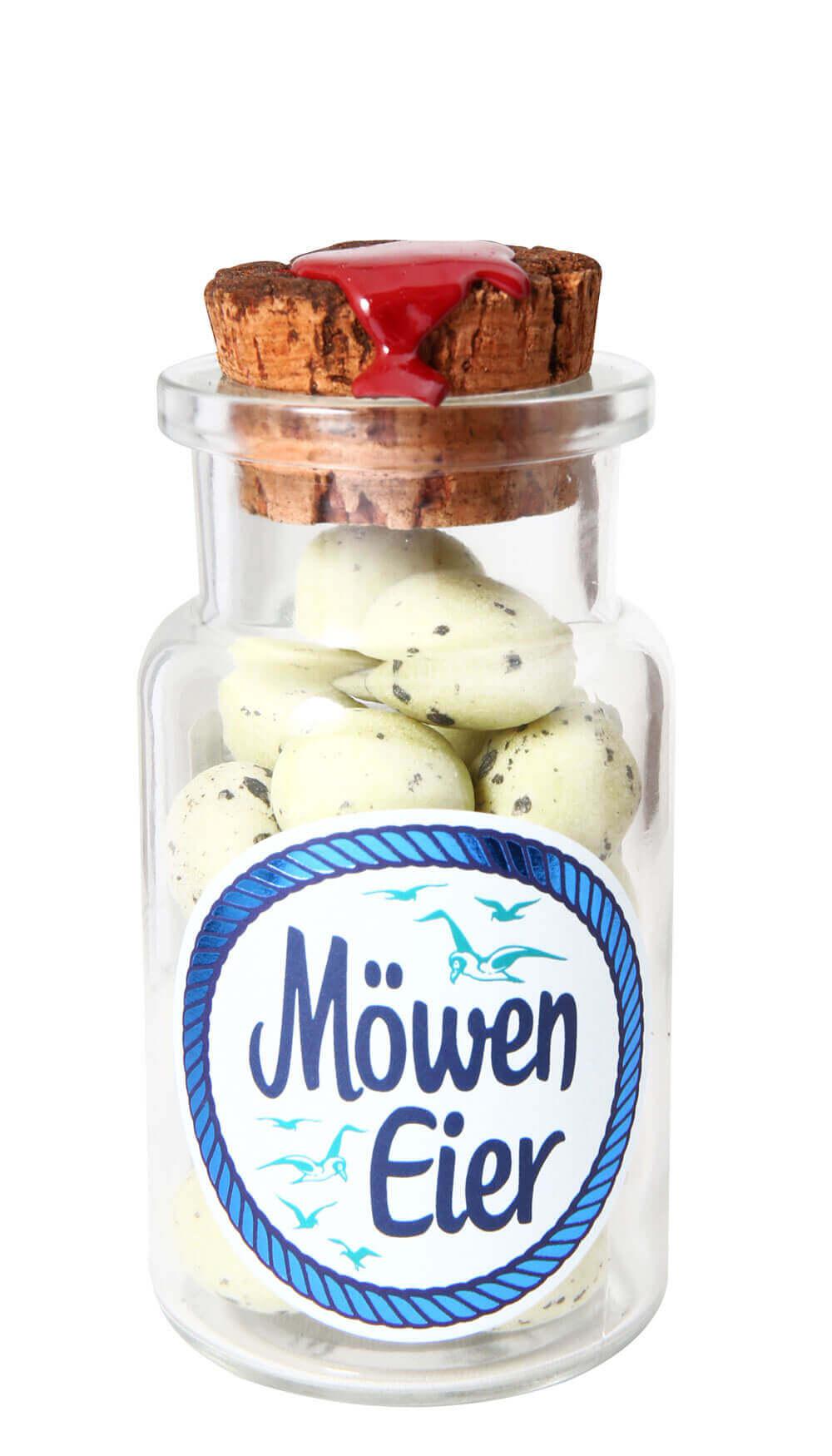 Süße Möwen-Eier -klein-: Unsere süßen Möwen-Eier im kleinen Apothekerglas sind ein wahres Fest für die Sinne. Knusprig...