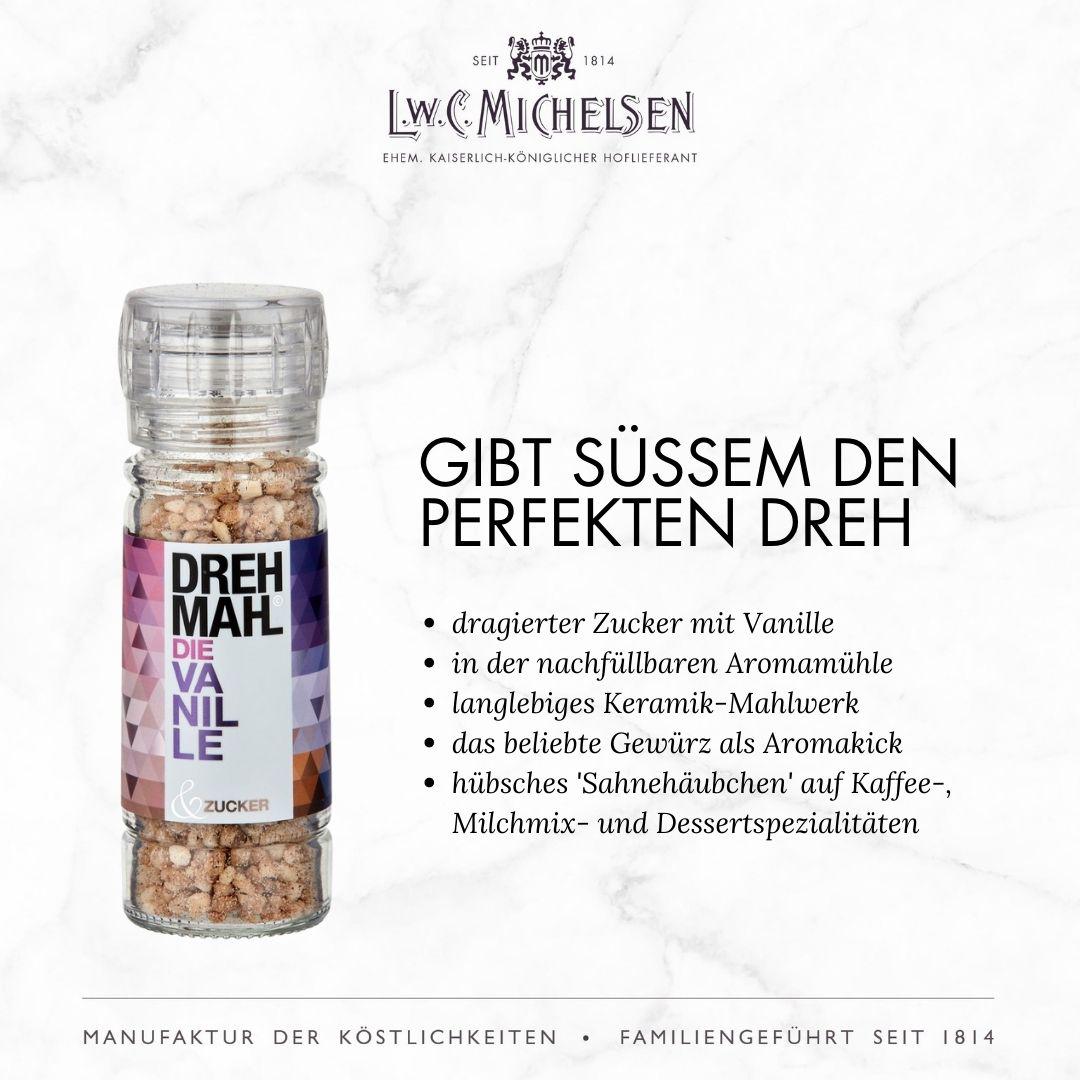 3er Set DREHMAHL "Classic" - Geschenk-Schachtel: Aromatische Zuckermühlen für süße Veredelung