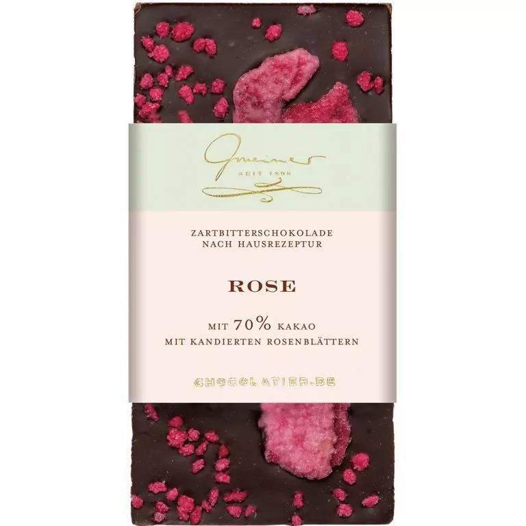 Gmeiner Rose – Edle Zartbitterschokolade mit kandierten Rosen