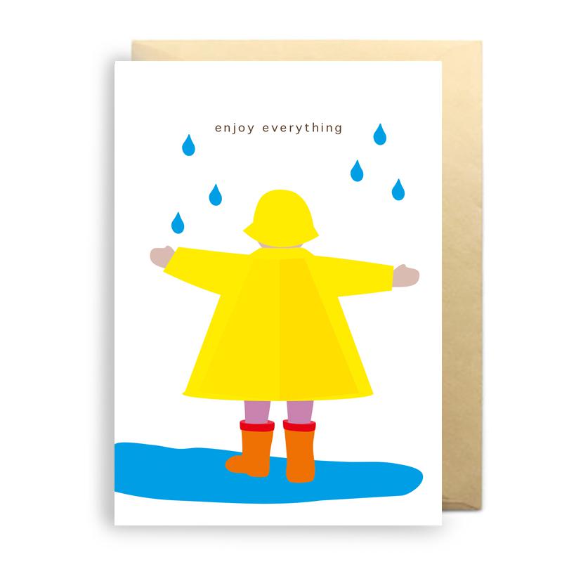 3D Klappkarte 'Enjoy Everything' – Regenmotiv für positive Grüße