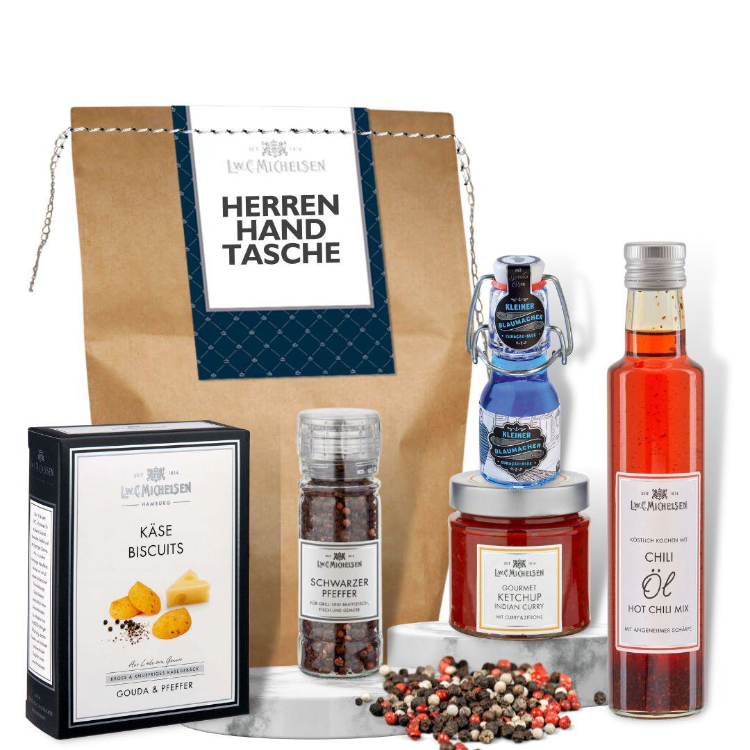 Herrenhandtasche - Geschenktüte: Kulinarische Überraschungen für echte Genießer