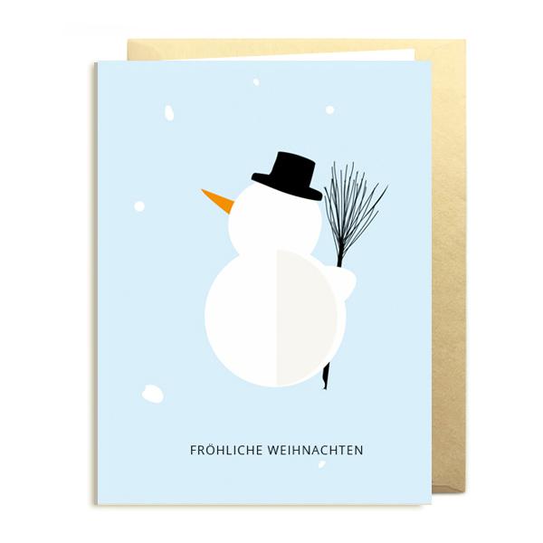 3D Weihnachtsklappkarte Schneeperson – Festliche Grüße 'Fröhliche Weihnachten