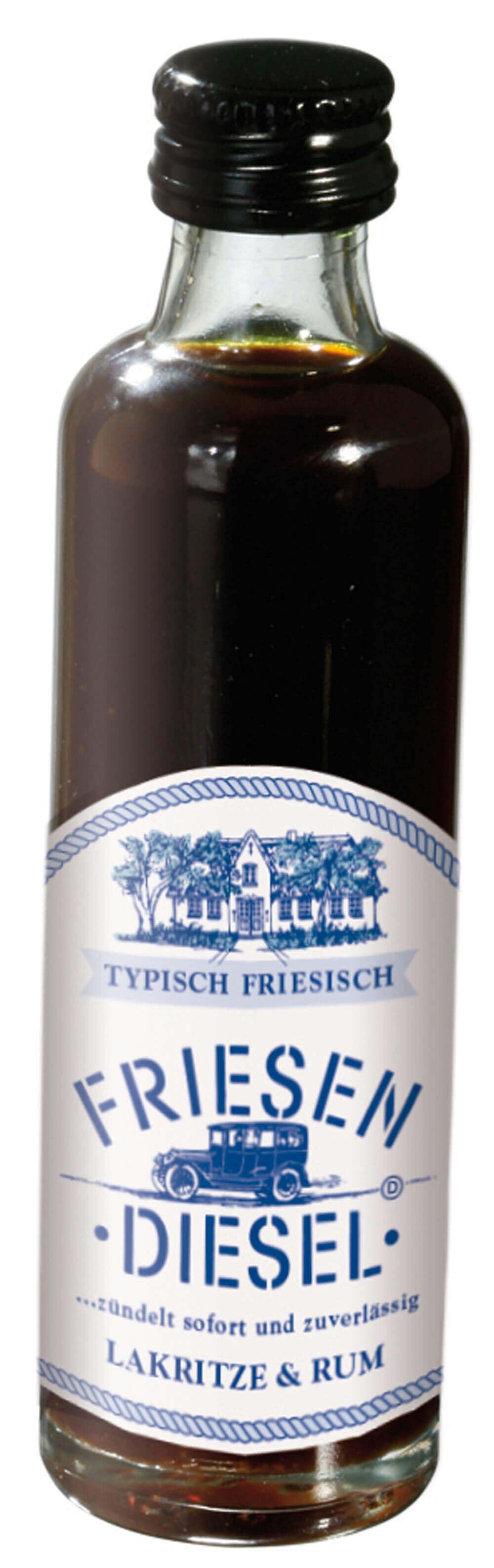 Lakritzlikör Friesen-Diesel  -mini-: Entdecken Sie den Friesen-Diesel, einen einzigartigen Lakritzlikör mit einem Hauch von...