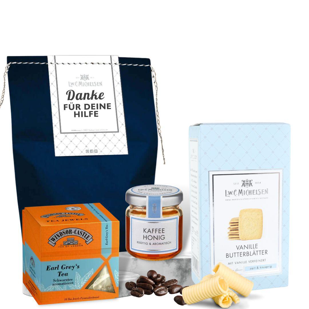 Danke für deine Hilfe - Geschenktüte: Edler Tee und Köstlichkeiten als stilvolles Dankeschön