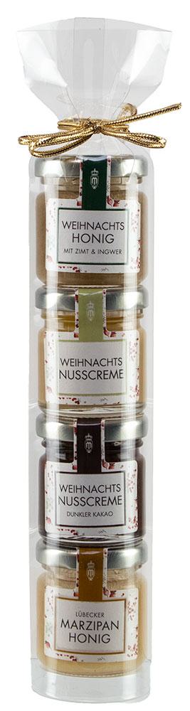 4er Turm Weihnachts-Aufstriche: Entdecken Sie unser exklusives Präsente-Türmchen, das eine erlesene Auswahl unserer besten...